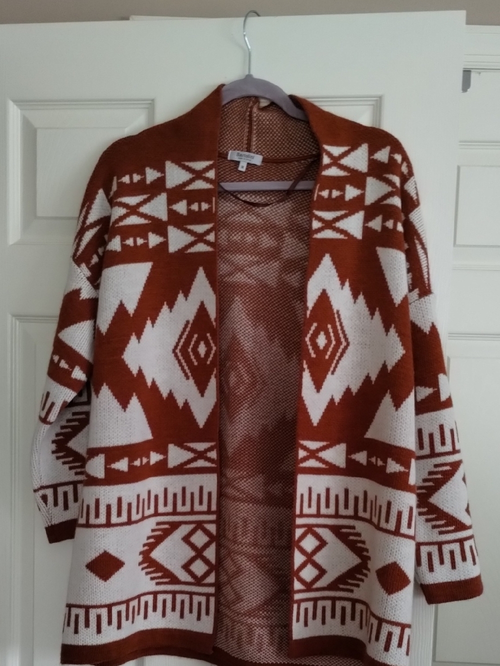 Bartolini Aztec Rust and Ivory Knit Cardigan Medium - Picture 2 of 4